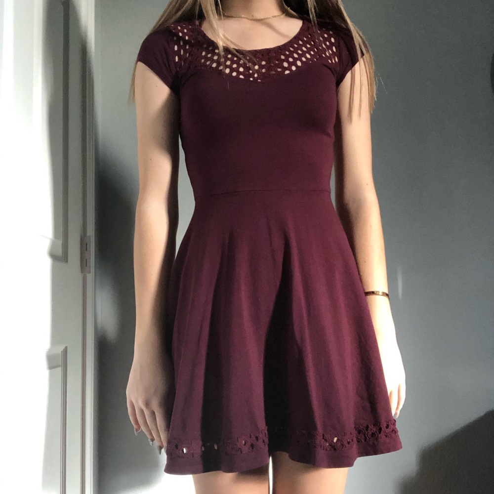 burgundy cutout dress